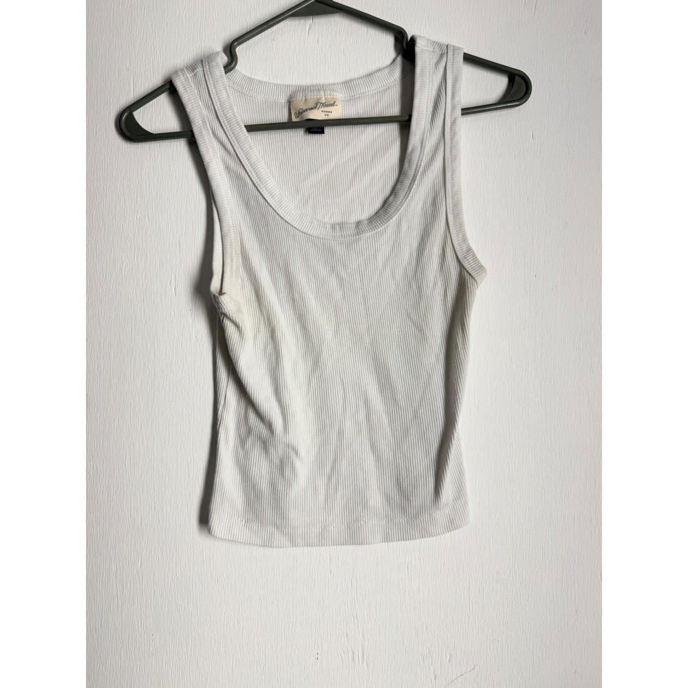Universal Thread White Ribbed Tank Top Scoop Neck Sleeveless Slim Fit Small
